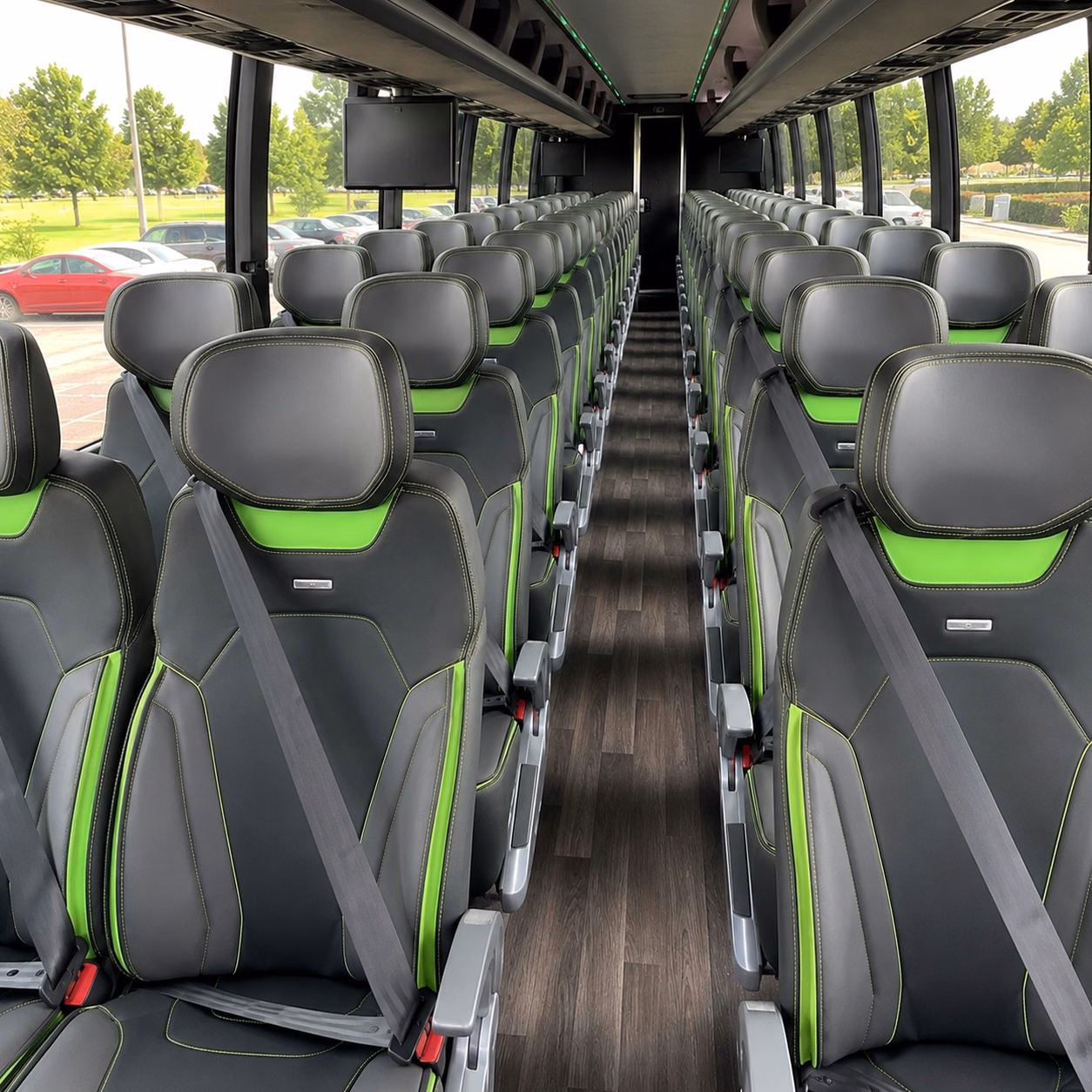 56 passenger charter bus inside
